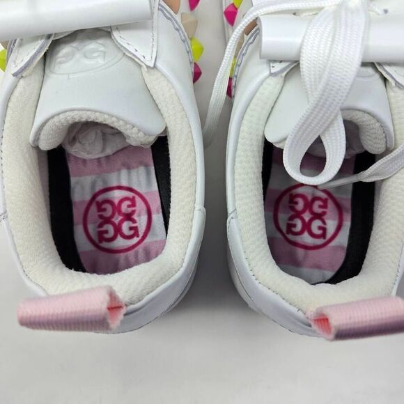 G/FORE KILTIE ROCK STUD DURF LIMITED EDITION GOLF SHOES WHITE PINK WOMENS 5 NEW - Picture 4 of 6